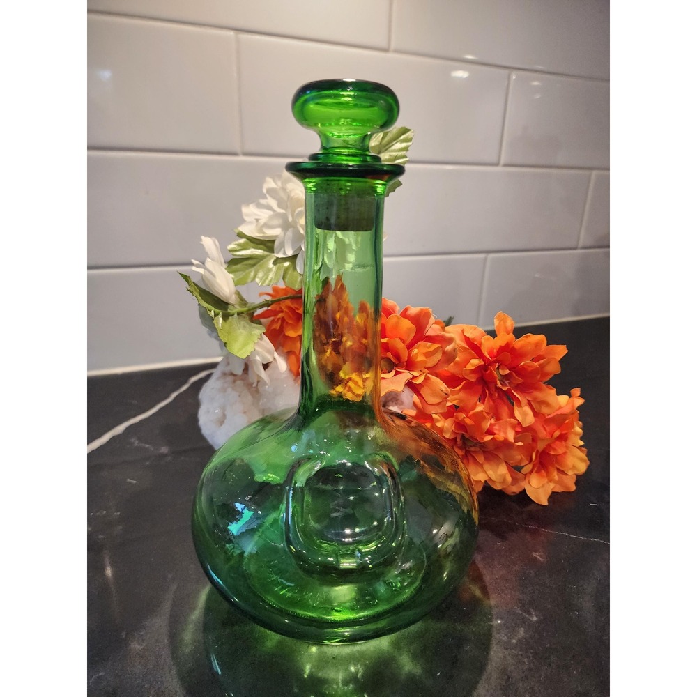 Vintage McGuinness & Co Green Glass Decanter Mid Century Canadian Barware